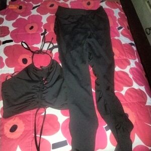 Forever 21 Black Leggings and Crop Top Set